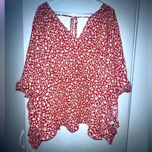 Red Floral Women's Top tunic
